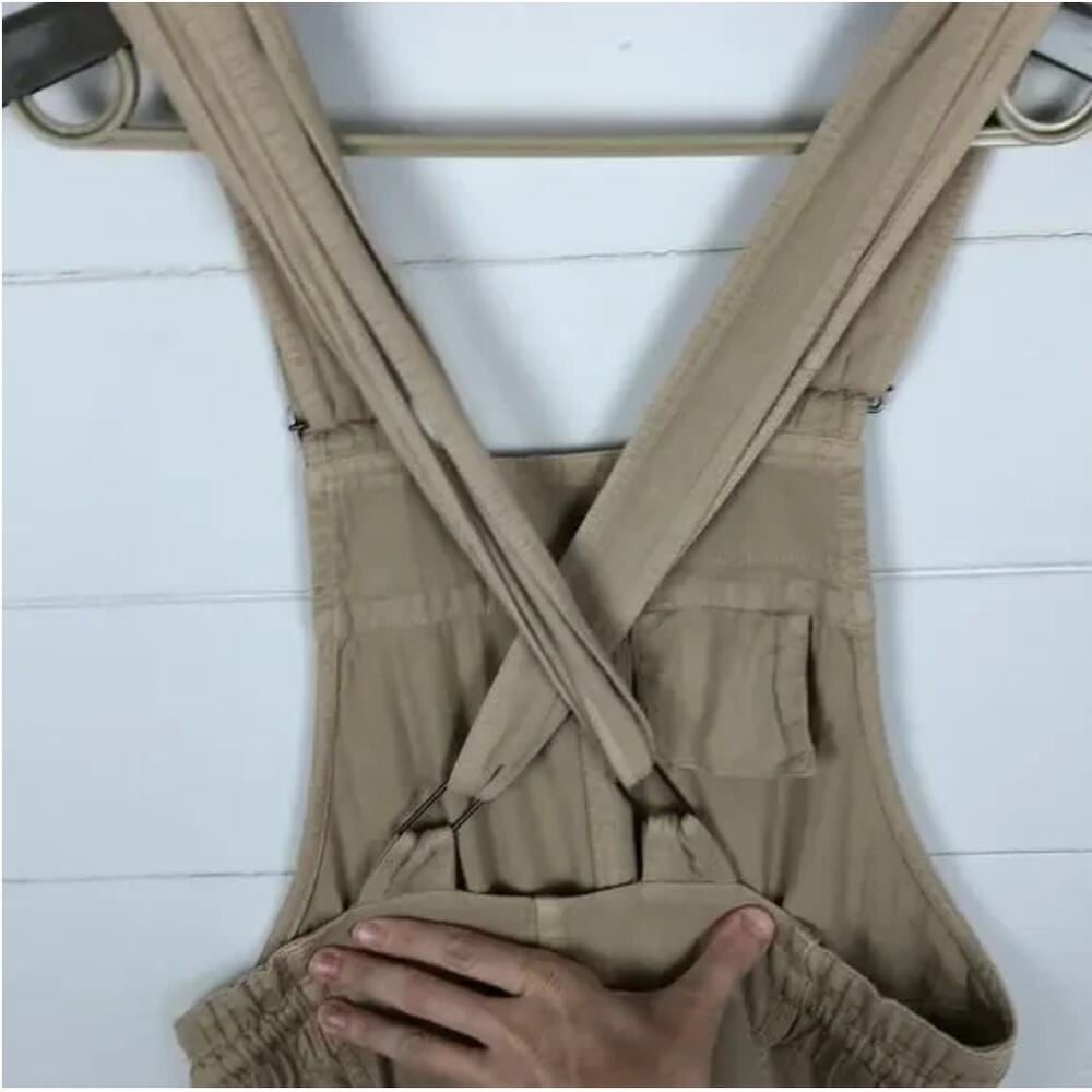 Free People Cargo Skirtall Overalls Utility Dress Jumper XS Mustard (tan) NEW - Picture 6 of 12